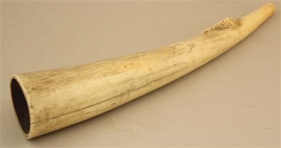 A 19th century or earlier African ivory oliphant, 15.5in.